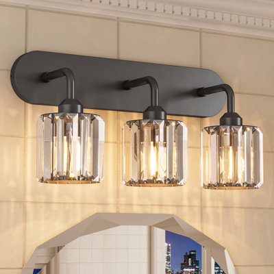 Dimmable Bathroom Vanity Light with Crystal Shade