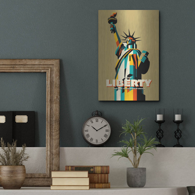 «The Statue Of Liberty» par Andreas Magnusson, art mural en métal, H 16 po x l 12 po