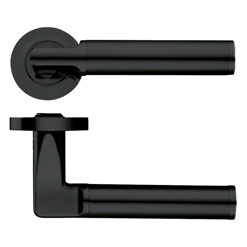 Milan Latch Door Handle, Oscuro Matt Black