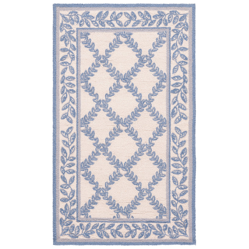 Roseta Hand Hooked Wool Pile Geometric Rug, Rectangle 2'6" x 4'