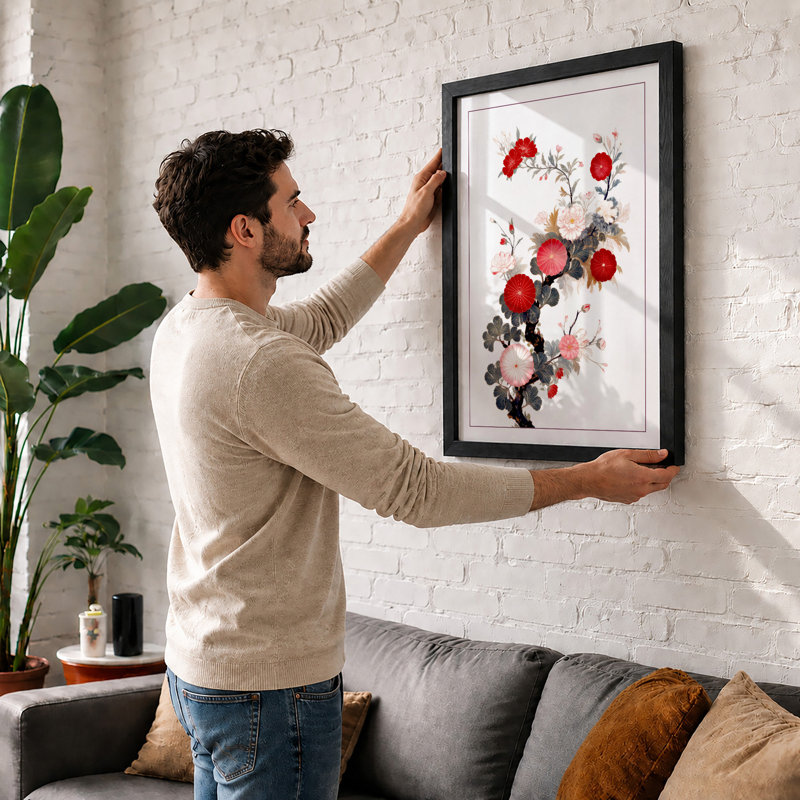 Roses And Pomegranates Botanical - Print, Black, A3 - 42.0 x 29.7 cm
