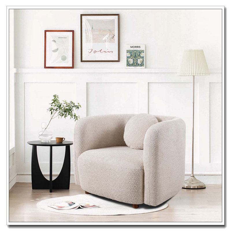 Fauteuil d'appoint pivotant rembourré Boucle, Beige