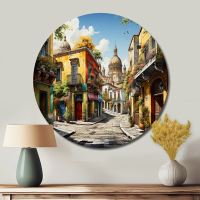 Mexique, Fiesta City II - paysages, art rond en métal