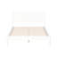 Lit plateforme double Mid-Century blanc, structure, pieds ronds fuselés, ensemble de lattes, pas de sommier pour les boiseries de décoration de chambre à coucher, nécessaire