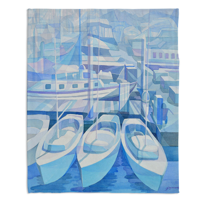 Couverture de sherpa doux en bleu 1 marina, l 51 po x L 60 po