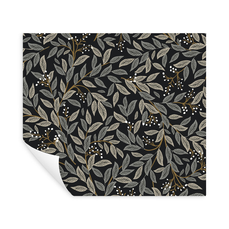 Willowberry 20' L x 20.5" W Peel and Stick Wallpaper Roll, Black