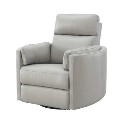 Sagen Contemporary 40" W Manual Glider Recliner with Swivel in Gray Leather Aire