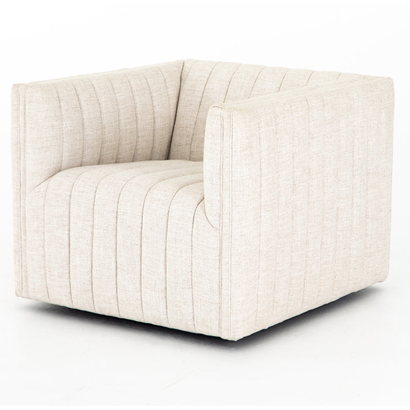 Augustine Swivel Armchair, Dover Crescent White Linen Blend