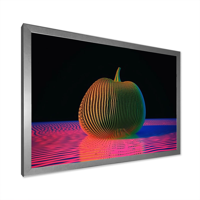 Motif géométrique minimal de pomme - impression, H 34 po x l 44 po x P 1,5 po, Cadre simple argenté