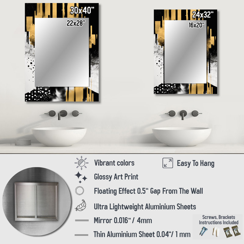 Golden Fluidity Of Womanhood II - Woman Decorative Mirror, Modern Wall Mirror, Printed Metal Art, 32" x 24"