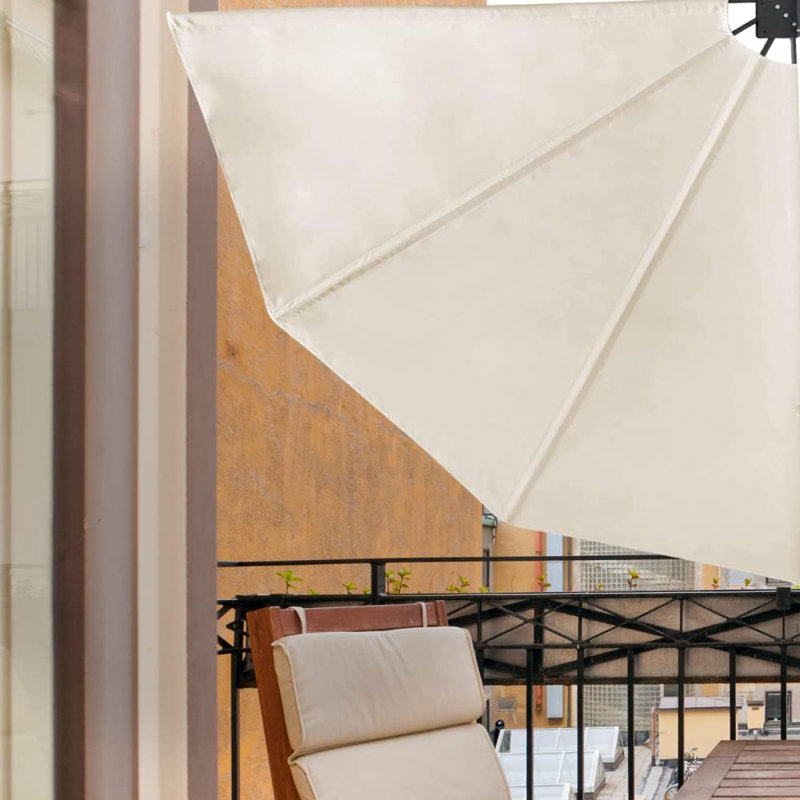 Dakota Fields 20cm D Polyester Cover Retractable Patio Awning, 140cm H x 140cm W x 20cm D, Beige