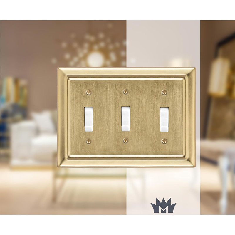 Architectural 3 - Gang Toggle Light Switch Standard Wall Plate, Gold