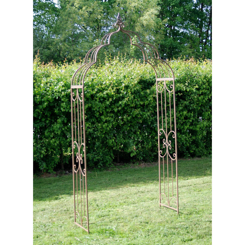 Crocett 122cm W x 38cm D Steel Arbour in Cream, Rusty