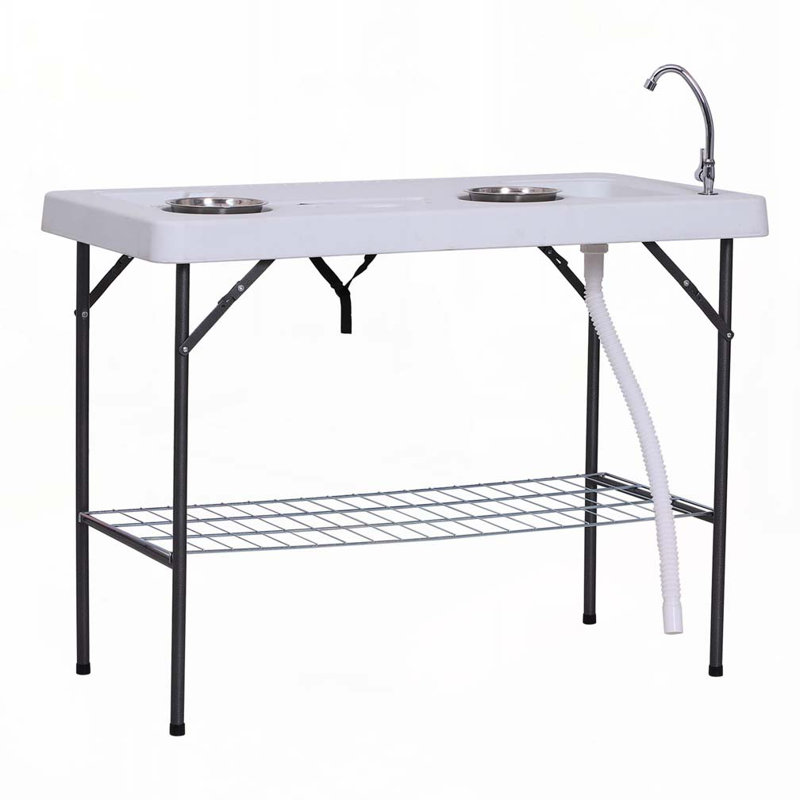 Patio Camping Table with Rectangular Top,Metal Frame