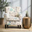 Fauteuil club - floral bleu, élégant pied de revêtement