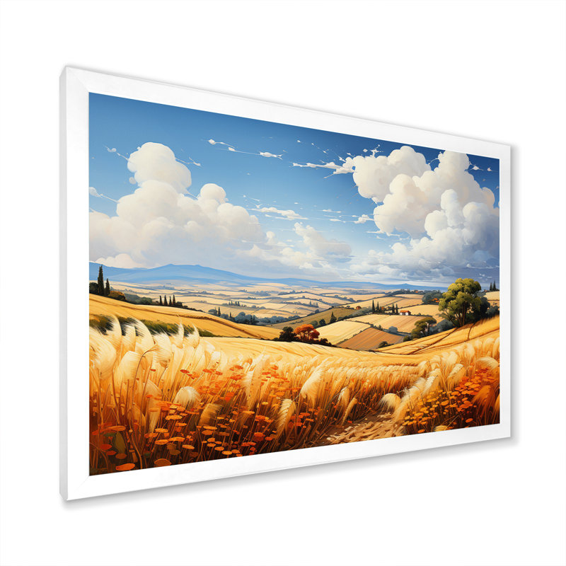«Wheatfield On A Summers Day», impression sur toile, H 34 po x l 44 po x P 1,5 po, Cadre simple blanc