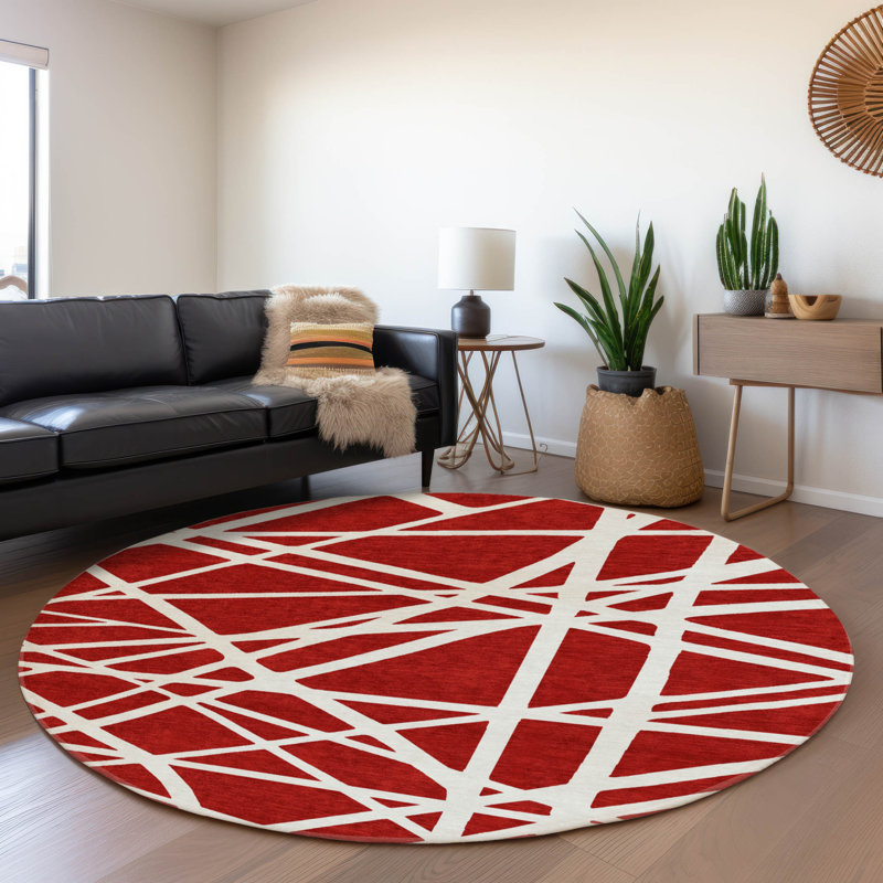 Premium Machine Washable Cossette AMF1040 Geometric Rug, Round 8'