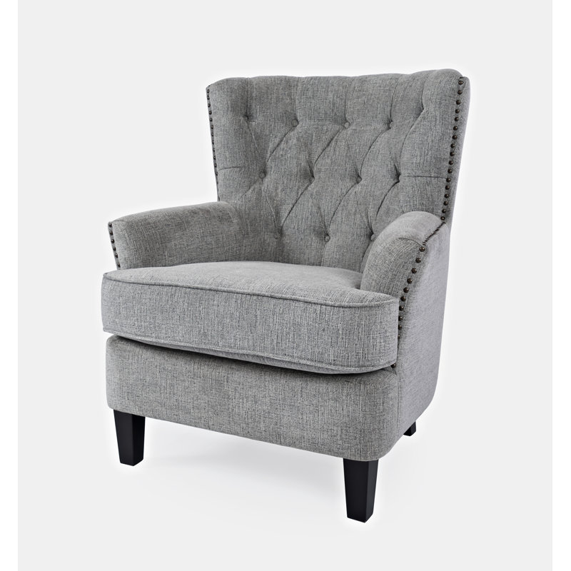 Ines 33" Wide Tufted Polyester Blend Armchair, Ash