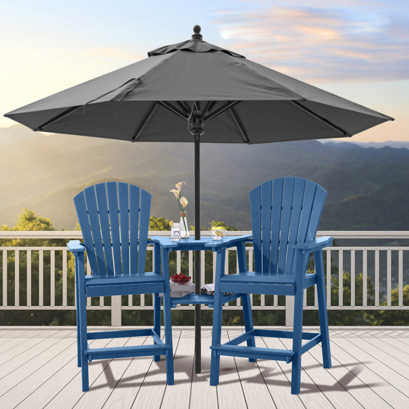 Maybeck 2-Piece Outdoor Adirondack Chair With Table, Blue