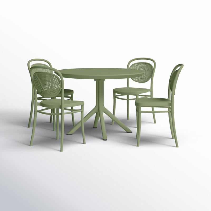 Farrah Marcel 5 Person Dining Set, Olive Green