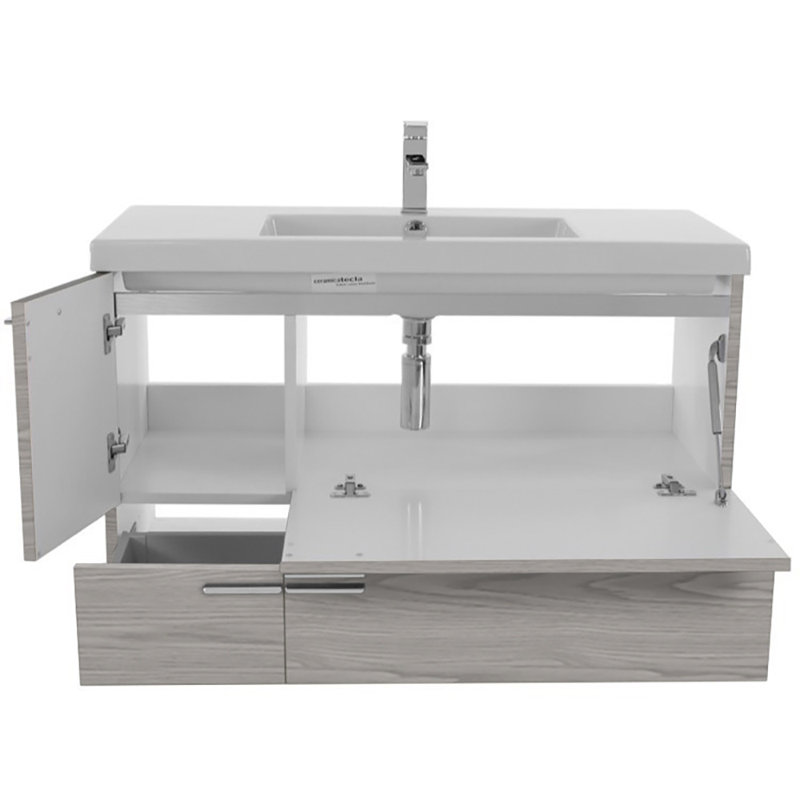 Ensemble de meuble-lavabo simple 39 "Letourneau, Noyer gris