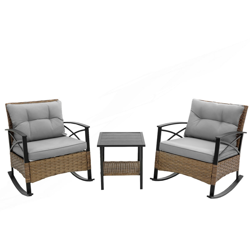 Ensemble de chaises berçantes 3 pièces, Gris