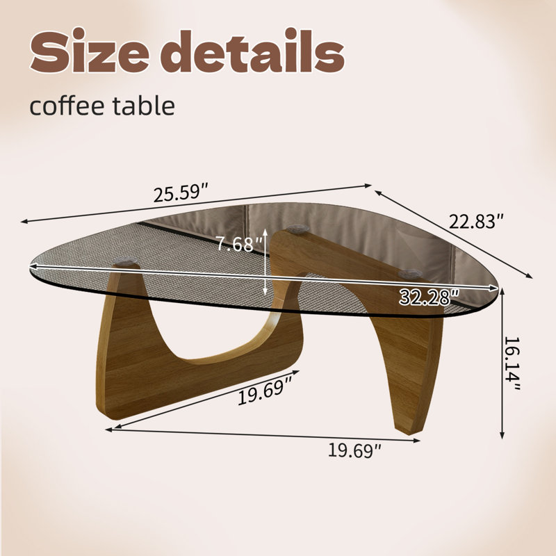 Table basse Modern, 32,3 po x 23 po x 16 po, Noyer