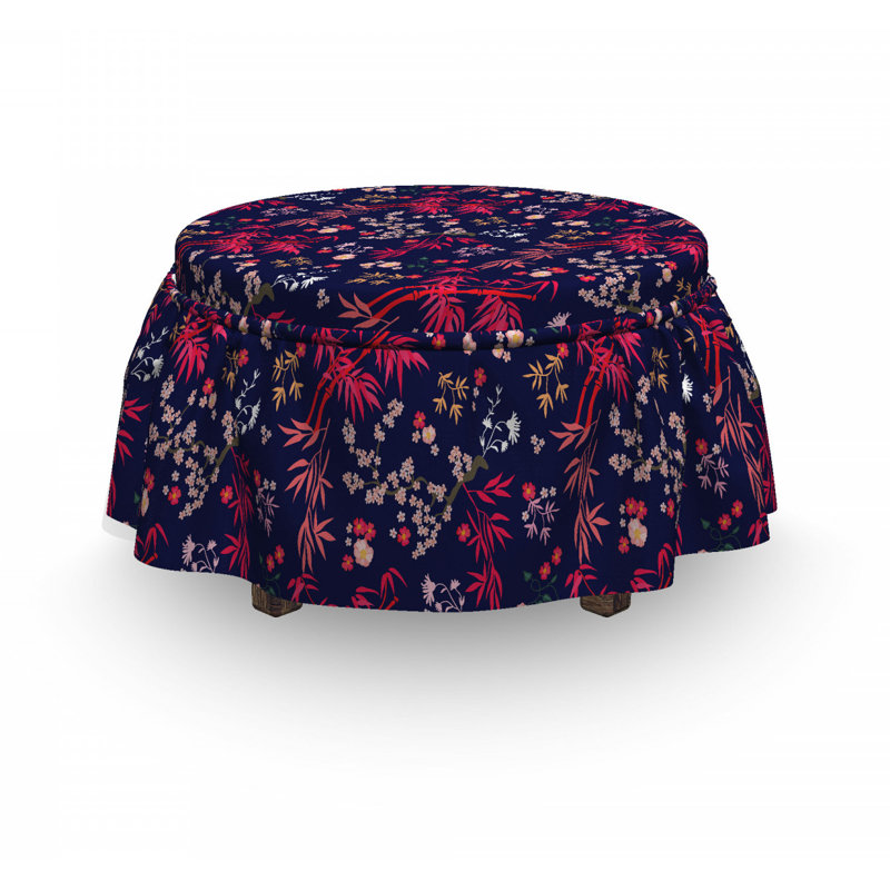 Housse pour en bambou et fleurs art repose-pieds