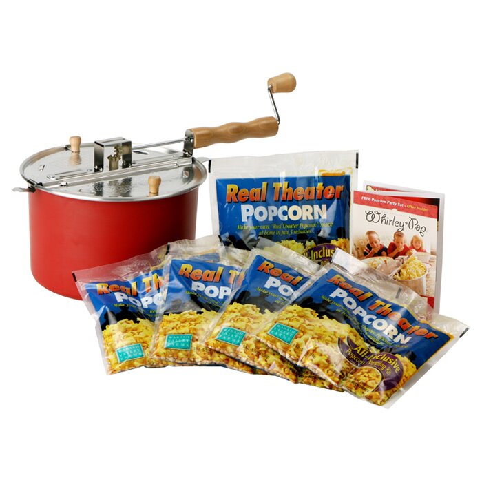 Cook N Home Stovetop Popcorn Popper with Crank, 6-Quart Aluminum Popco