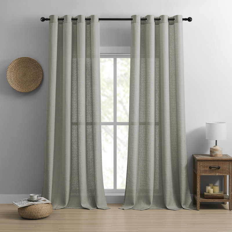 Panneau de rideaux en polyester filtrant la lumière Draycott, L 52 po x L 108 po, Gris