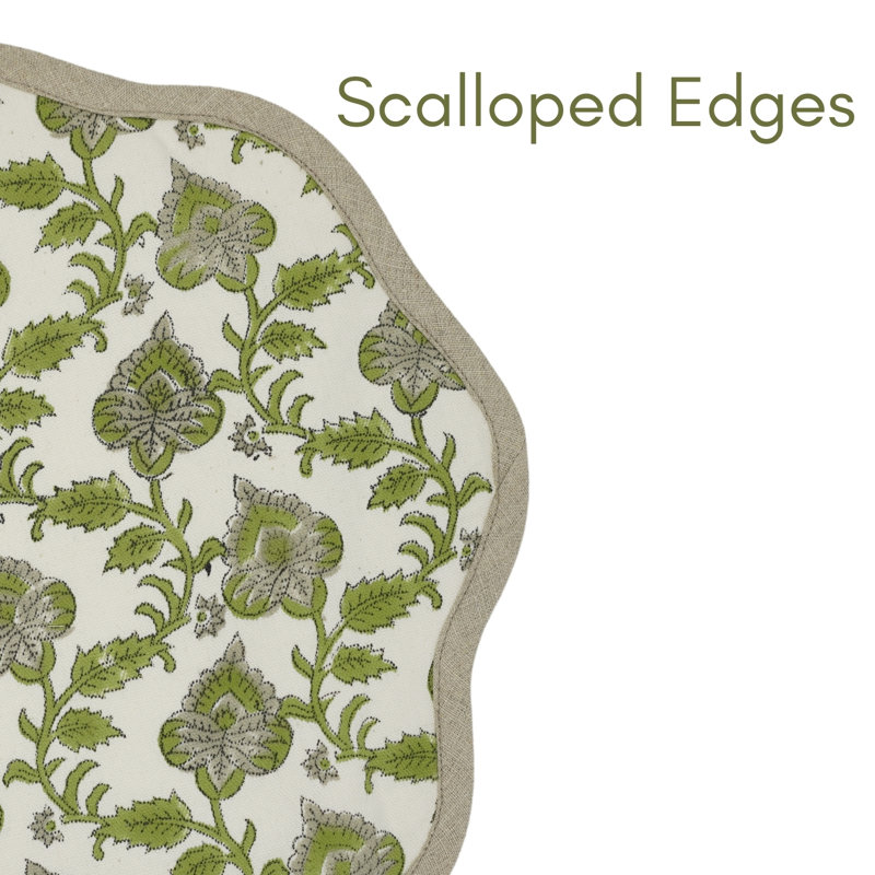 Fabdivine 15"Sophisticated Scalloped Dining Mats - Madhubala