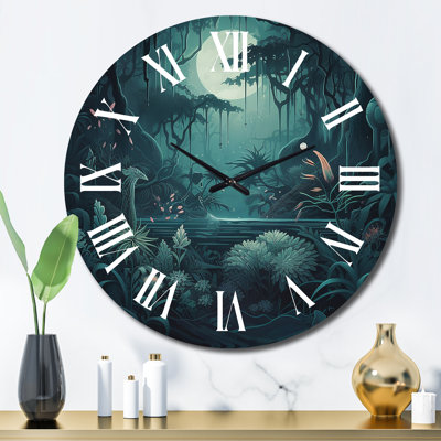 Horloge murale Magical Lake Visions Retro Blue Botanicals VI