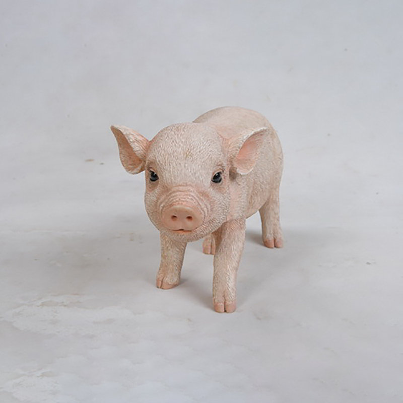 Pink Polyresin Standing Baby Pig Garden Statue