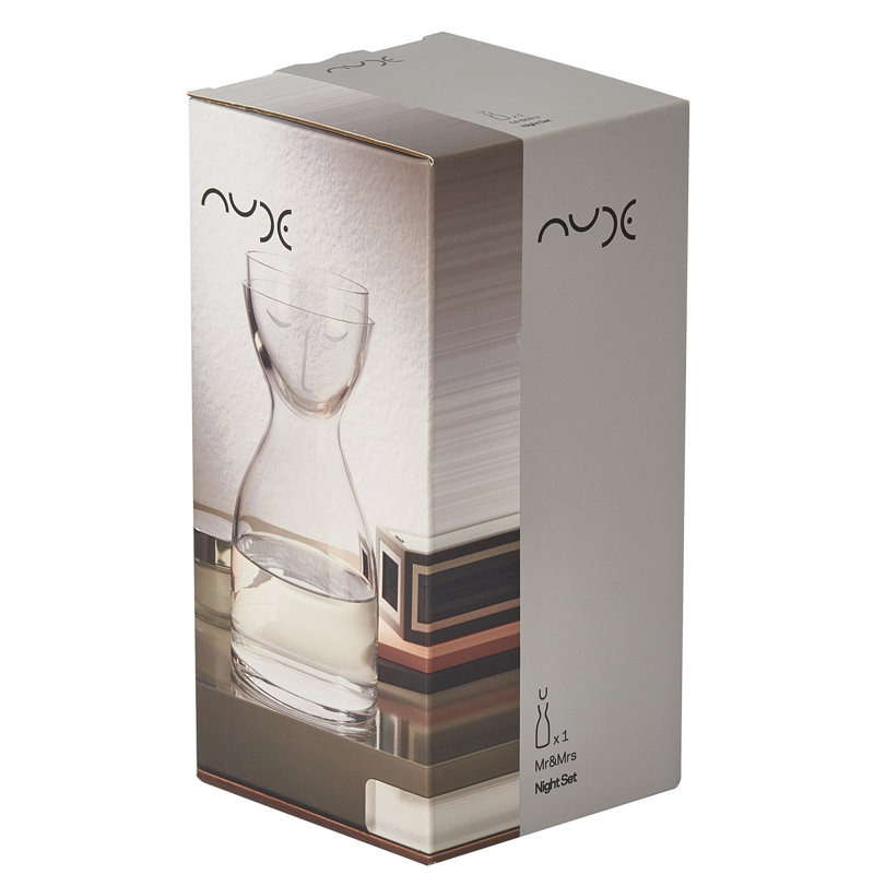 Mr. Mrs. 2 - Piece Crystal Lead Free Crystal Carafe Set, Clear, 7.75" H x 4.25" W x 4.25" D
