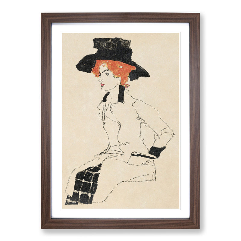 Portrait of a Woman Vol.2 by Egon Schiele - Framed Print, Walnut Framed, 48cm H x 36cm W x 2cm D