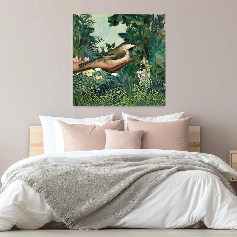 «Henri's Bird», art mural abstrait surréel, H 32 po x l 32 po