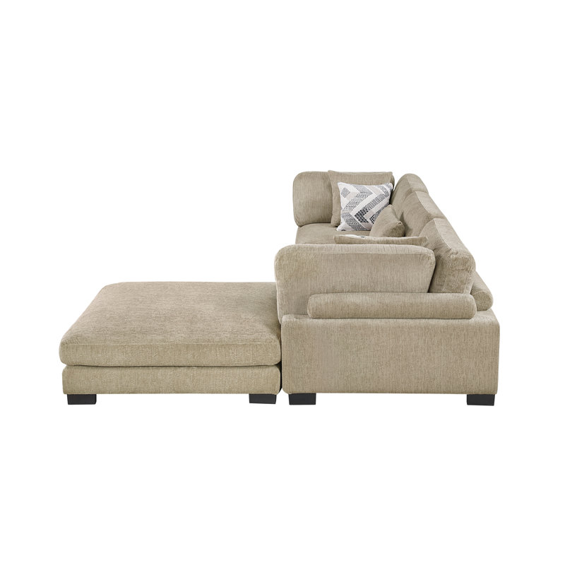 Canapé modulaire avec repose-pieds 4 pièces Connell, Microfibre/microsuède brun