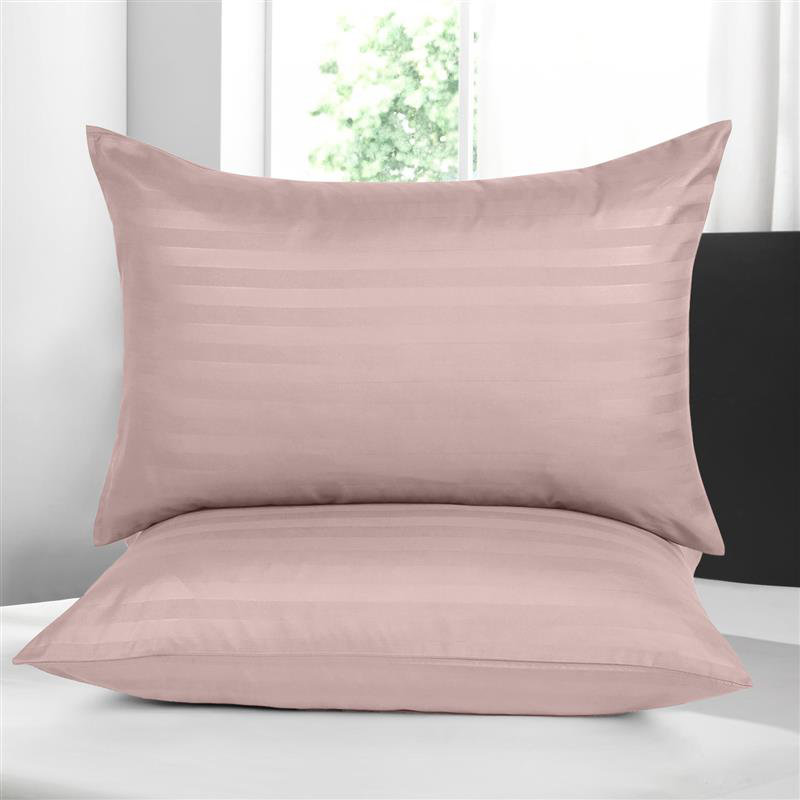Luxury Microfiber Stripe Pillowcases set of 2, Pillow Protector, Peach