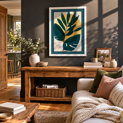 Tropical Leaves Geometric Botanical - Framed Print