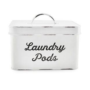 White Laundry Detergent Container with Scooper (7 x 9.25 x 6 In