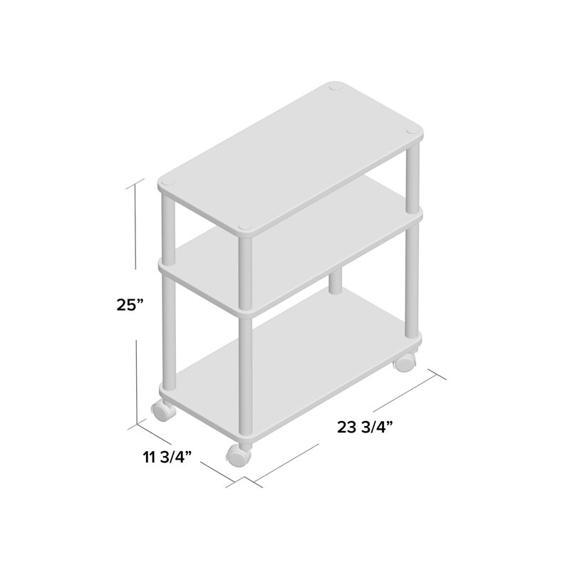 Edwin Utility Cart with Stainless Steel Poles, White
