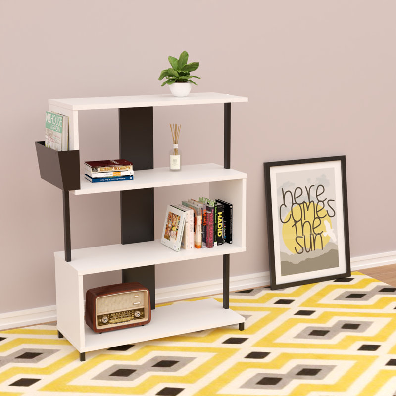 Brooklinn 32cm H x 108cm W Geometric Bookcase, White