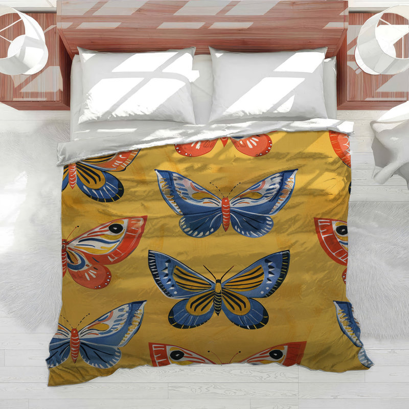 Édredon floral à motif papillon, Édredon simple