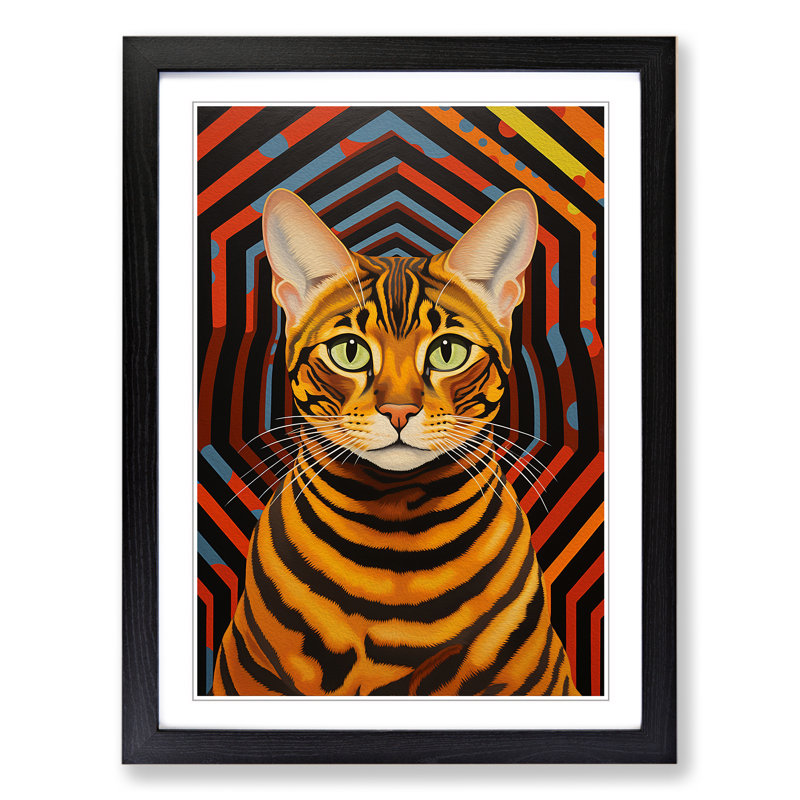 Bengal Cat Op - Framed Print, Black Framed, 34cm H x 25cm W x 2cm D