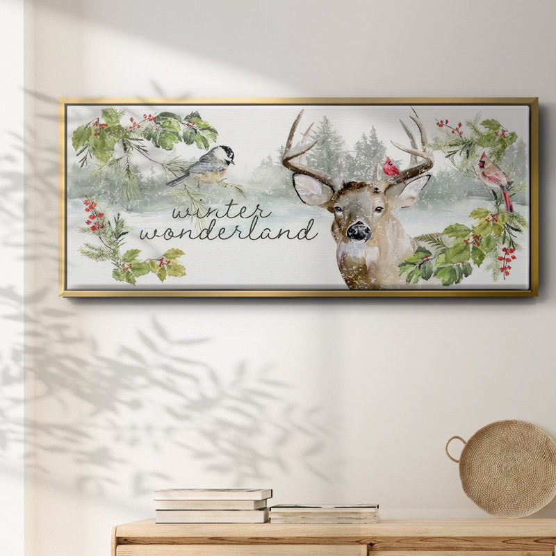 Reindeer Woods- Framed Canvas, 24" H x 60" W