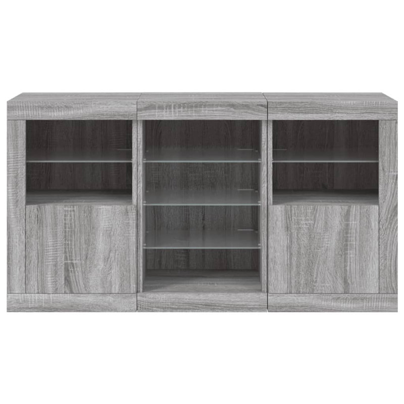 Azariyah 123 cm W Glass Sideboard, Grey Sonoma