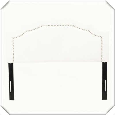 Upholstered Headboard Metal Legs Nailhead Trim Adjustable Design,Queen