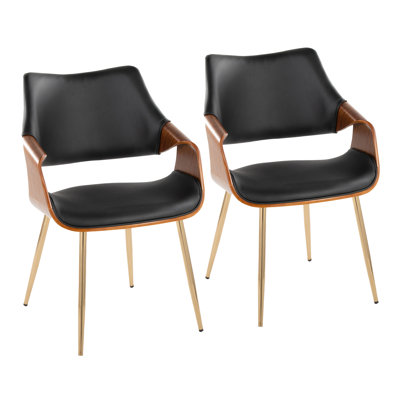 Chaise haute Arshad avec pieds fuselés en métal - ensemble de 2