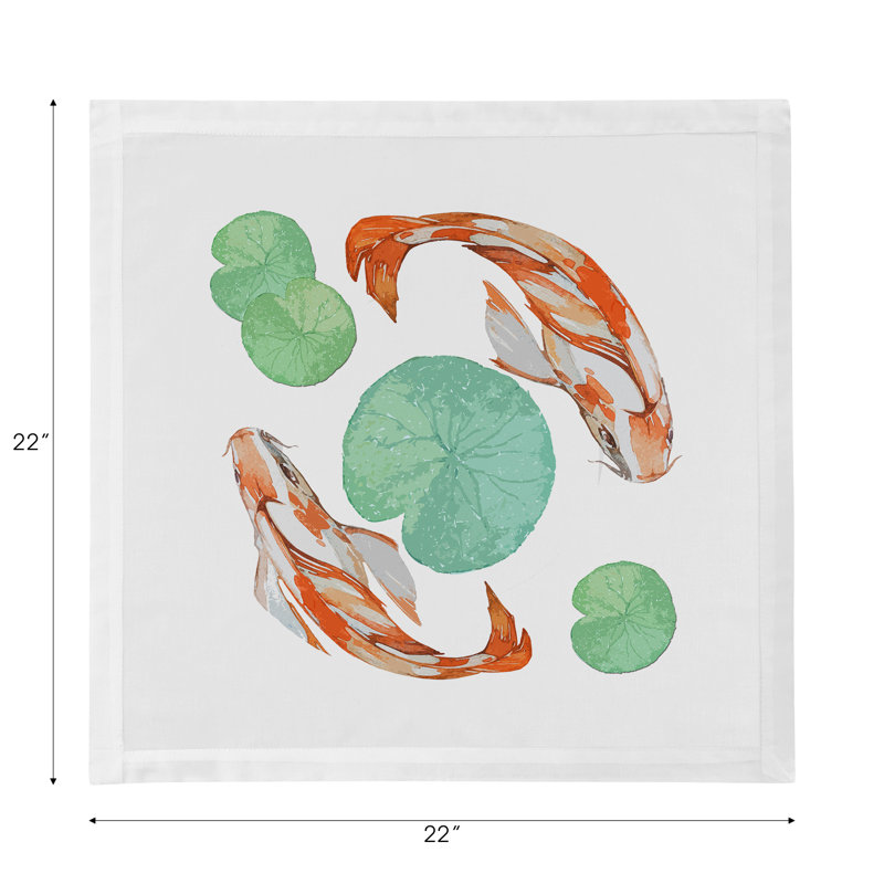 Serviettes de table en satin de coton Leopard Koi, Corail