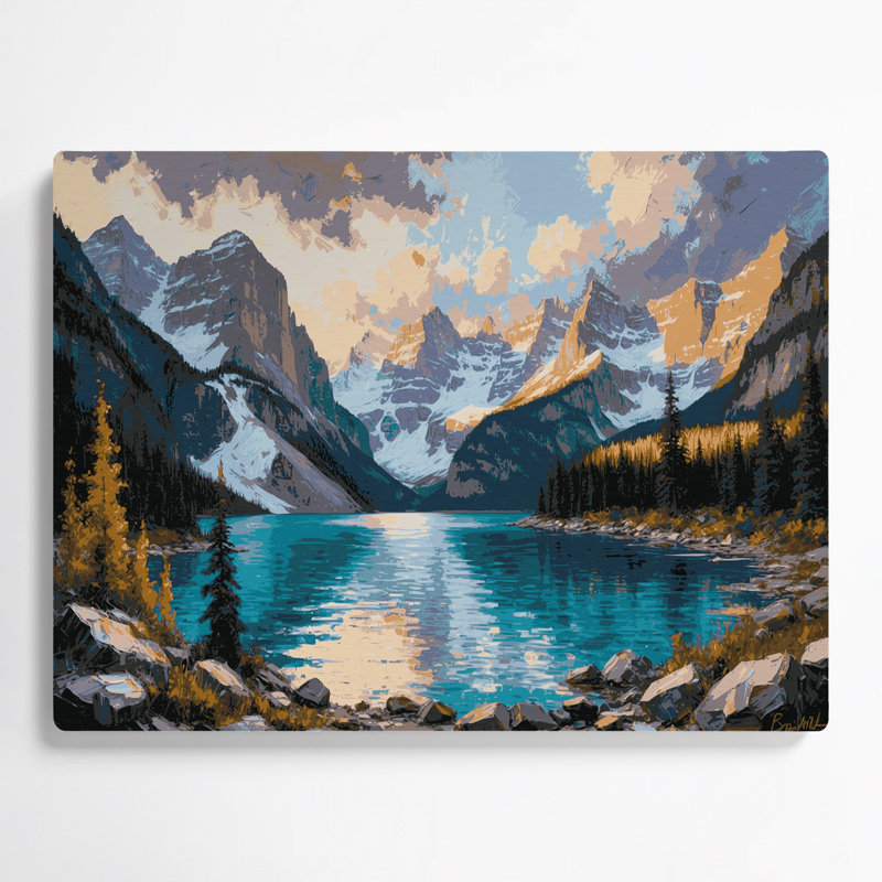 Art mural gris en villes, Banff, Alberta, H 11 po x l 14 po